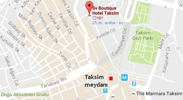 İstanbul butik otelleri taksim haritası
