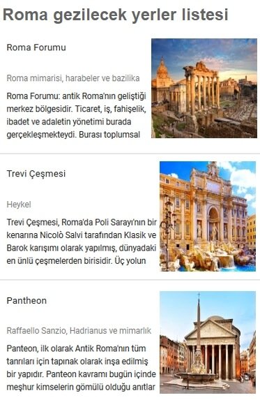 Roma gezilecek yerler listesi